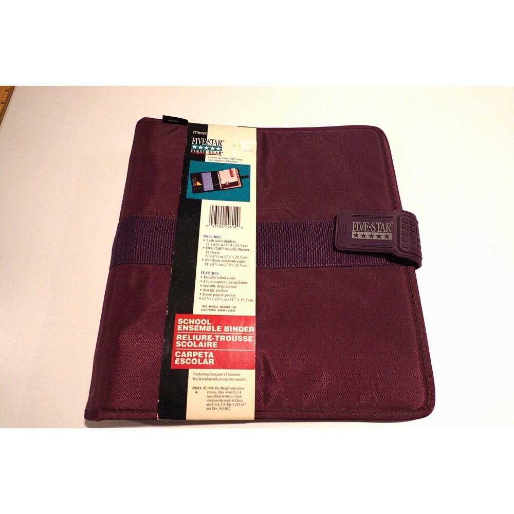 Vintage  Mead Five Star Purple  3 Ring First Gear Zipper Binder